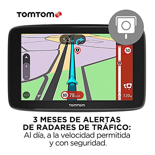 TomTom GPS para coche GO Basic, 5 pulgadas, con tráfico y prueba de radares gracias a TomTom Traffic, mapas de la UE, actualizaciones a través de WiFi, soporte reversible integrado