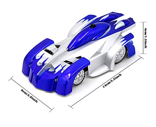 TOPSUN Coche de Control Remoto, trepador de Pared Coches RC rápidos con Luces LED Juguetes de Auto antigravedad Stunt Recargables adecuados para Adultos, niños (Azul)