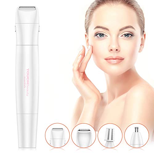 TOUCHbeauty Afeitadora Cejas para Mujer, Depiladora 4 en 1 Sin Dolor para Hombres y Mujeres, Removedor Eléctrica a Prueba de Agua IPX5 para Vello Facial y Cuerpos, con Caja de Almacenamiento Portátil