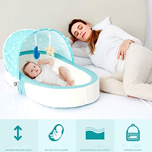 TRGCJGH Cunas para Bebés Recién Nacidos Nido De Viaje Portátil Cápsula para Dormir Tumbona Infantil Cuna con Dosel,Blue