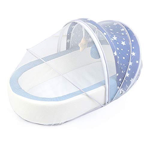 TRGCJGH Cunas para Bebés Recién Nacidos Nido De Viaje Portátil Cápsula para Dormir Tumbona Infantil Cuna con Dosel,Blue