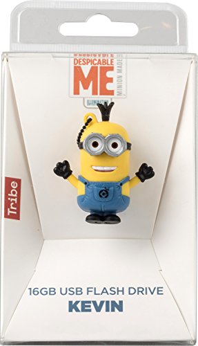 Tribe Los Minions Despicable Me Kevin - Memoria USB 2.0 de 16 GB Pendrive Flash Drive de Goma con Llavero, Color Amarillo