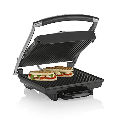 Tristar GR-2848 Grill de Contacto Sandwichera, 2000 W, Plancha, Negro, Plata