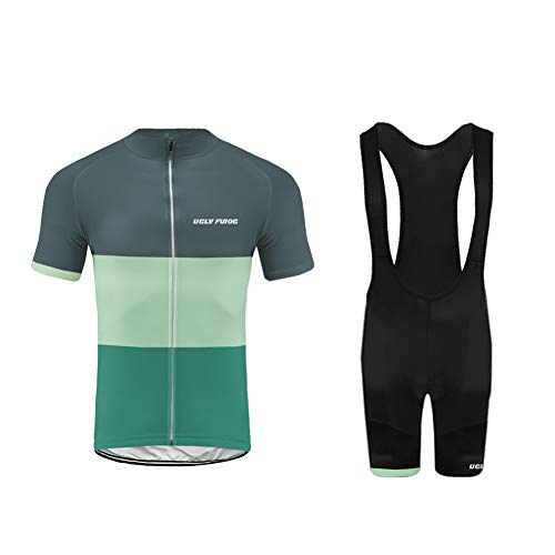 Uglyfrog Hombres Traje de Jersey para Deportes al Aire Libre Ropa Deportiva para Ciclismo Jersey de Manga Corta +Bib Pantalones Cortos Transpirables de Secado rápido Primavera/Verano