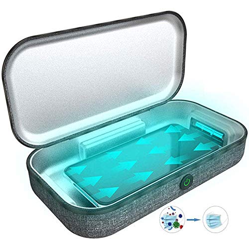 Ultrasonic Cleaner Esterilizador UV, Caja De Cargador Nalámbrico con 6 Bolas Lámpara de Esterilización Rápida 99.9%, Adecuado para Teléfonos Celulares, Gafas