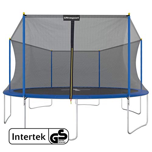 Ultrasport Cama elástica de jardín Uni-Jump Trampolín Infantil, certificación Intertek GS, con Superficie de Salto, Red de Seguridad, Unisex Niños, Azul, Ø 180cm