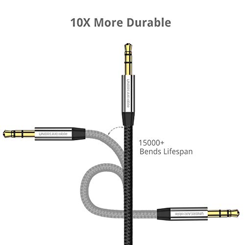 UNBREAKcable Cable Audio, Cable Jack 3,5mm Macho Macho, Cable de Aux Auxiliar para Estéreo del Coches, iPhone o iPad de Apple, Mp3, Mp4, Ordenadores y Más - Negro 2M