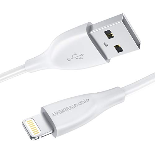 UNBREAKcable Cargador iPhone 2M Cable Lightning iPhone - [Apple MFi Certificado] - Cargador Cable Lightning Apple Compatible con iPhone XS MAX XR X 8 Plus 7 Plus 6S 6 Plus 5 5S 5C SE iPad-Blanco