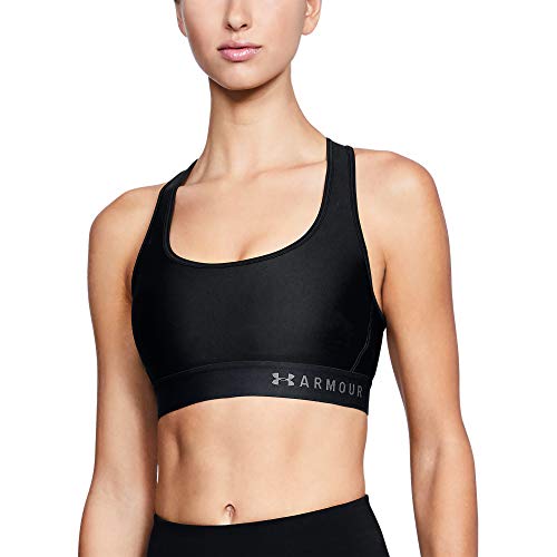 Under Armour Mid Crossback Sujetador Deportivo para Mujer, Ropa Interior Transpirable y Ajustada, cómoda Ropa Deportiva de Mujer con Tirantes Cruzados, Black/Black/Graphite (001), XS