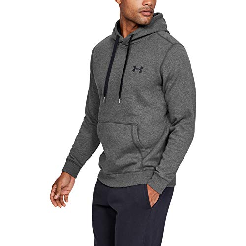 Under Armour Rival Fitted Pull Over Sudadera con Capucha, Hombre, Gris (Carbon Heather/Black 090), L