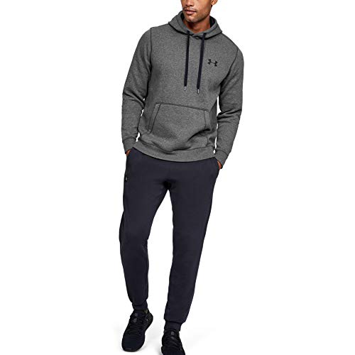 Under Armour Rival Fitted Pull Over Sudadera con Capucha, Hombre, Gris (Carbon Heather/Black 090), L