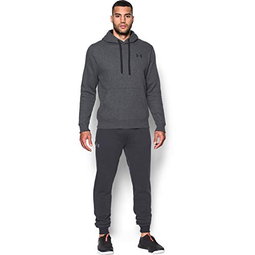 Under Armour Rival Fitted Pull Over Sudadera con Capucha, Hombre, Gris (Carbon Heather/Black 090), L