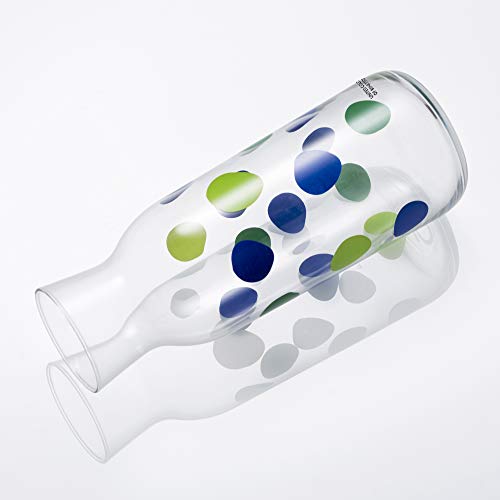 UNITED COLORS OF BENETTON. BE065 Set 3 Piezas: Jarra de Vidrio 108 2 Vasos 35 cl, Cristal, Puntos