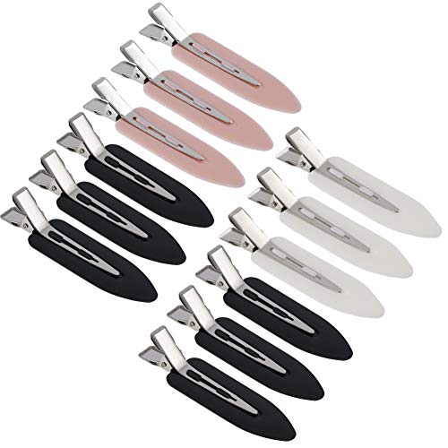 upain 12 Piezas Pinzas para el Pelo sin Doblar Rizos Horquillas sin Arrugas Pinzas de Cabello Hair Pin Curl Clips para Peinado Pulseras de Dedos o para Maquillaje Mujer Niña Negro Blanco Rosa