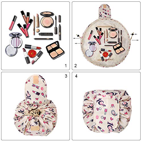 URAQT Bolso Cosmético, Bolsas de Aseo con Cordón, Bolsas de Aseo del Maquillaje de Gran Capacidad portátiles Bolsas Organizador Perezoso Portátiles