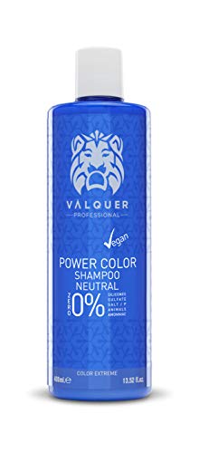 Valquer Profesional Champú Power Color cabellos teñidos. Vegano Y Sin Sulfatos (Neutro). Potenciador color cabello - 400 ml.