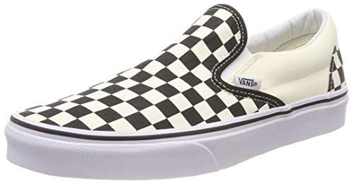 Vans Classic Slip-On - Mocasines unisex, Blanco (Blk Whtchckerbo), 40.5