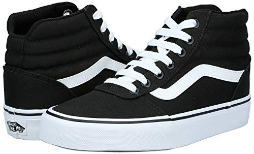 Vans Ward Hi Mujer, Zapatillas Altas, Negro (Canvas) Black/White 187, 39 EU