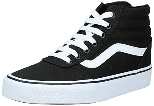 Vans Ward Hi Mujer, Zapatillas Altas, Negro (Canvas) Black/White 187, 39 EU