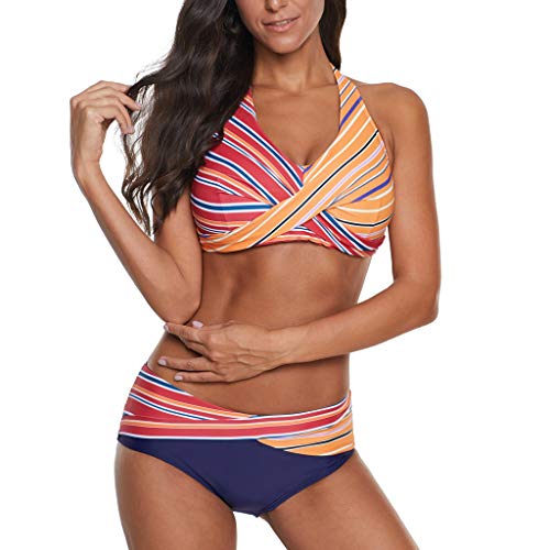 VECDY Bikinis Mujer 2019 Push Up Braga Alta, Bañadores Reductores Brasileños con Estampado Floral Conjunto Natación Trajes De Baño 2 Piezas Monokini Sexy Tanga De Playa （Multicolor，XXL）