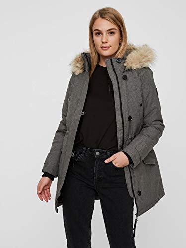 Vero Moda Vmexcursion Expedition Aw193/4parka Noos Abrigo, Gris (Medium Grey Melange Medium Grey Melange), 44 (Talla del fabricante: X-Large) para Mujer