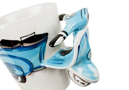 Vespa Taza de Café Cerámica Hecho a Mano 8oz Azul (10cm x 8cm)