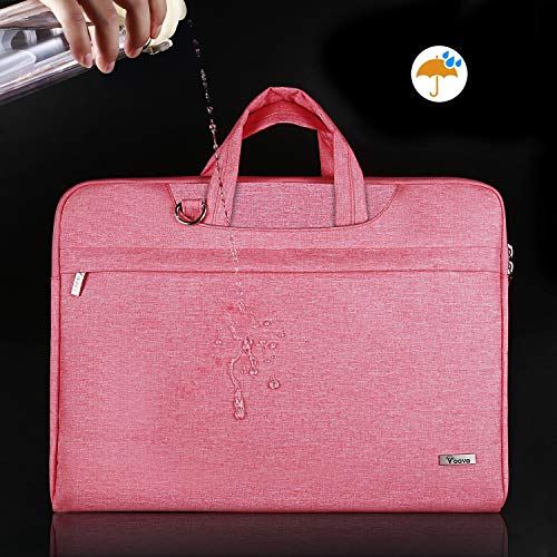 Voova 17 17.3 Pulgadas Funda Portatil Bolsa Multifuncional Maletín De Manga Grande, Ordenador Portátiles Funda con Asa De Transporte para Pavilion/ThinkPad X1/ Latitude, Hombre& Mujer, Rosado