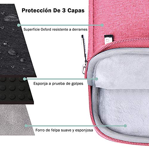 Voova 17 17.3 Pulgadas Funda Portatil Bolsa Multifuncional Maletín De Manga Grande, Ordenador Portátiles Funda con Asa De Transporte para Pavilion/ThinkPad X1/ Latitude, Hombre& Mujer, Rosado