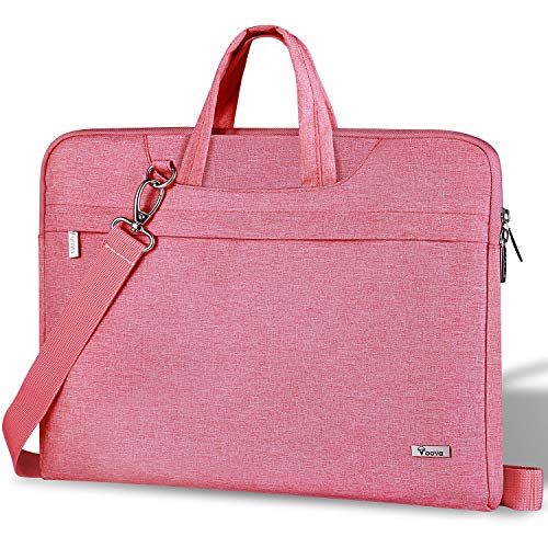 Voova 17 17.3 Pulgadas Funda Portatil Bolsa Multifuncional Maletín De Manga Grande, Ordenador Portátiles Funda con Asa De Transporte para Pavilion/ThinkPad X1/ Latitude, Hombre& Mujer, Rosado