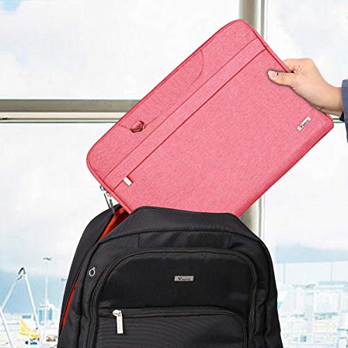 Voova 17 17.3 Pulgadas Funda Portatil Bolsa Multifuncional Maletín De Manga Grande, Ordenador Portátiles Funda con Asa De Transporte para Pavilion/ThinkPad X1/ Latitude, Hombre& Mujer, Rosado