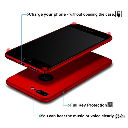 Vooway Rojo/Red Ultra-Delgado Funda Case Cover y Protector de Pantalla para Apple iPhone 7 Plus 5.5 Pulgadas MS70342