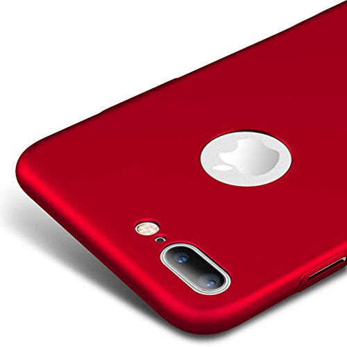 Vooway Rojo/Red Ultra-Delgado Funda Case Cover y Protector de Pantalla para Apple iPhone 7 Plus 5.5 Pulgadas MS70342