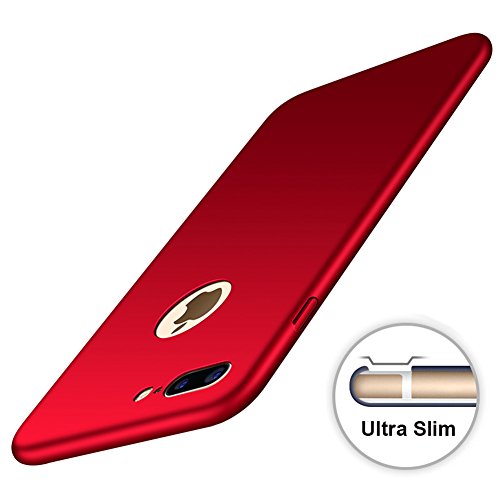 Vooway Rojo/Red Ultra-Delgado Funda Case Cover y Protector de Pantalla para Apple iPhone 7 Plus 5.5 Pulgadas MS70342