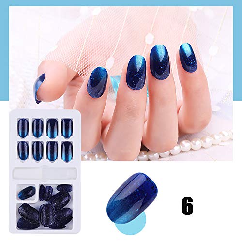 Watkings False Nails, Elegant Touch Colour False Nails, 24pcs Reusable Stick-On Nails Tips Removable Wearable Fake Nail Manicure Accessories Kits for Women Girls