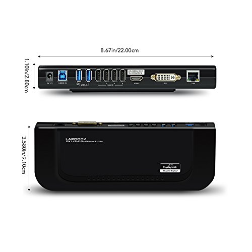 WAVLINK USB 3.0 Universal Docking Station Multifuncional Dual Video Display Outputs HDMI/DVI/VGA/hasta 2048x1152,Gigabit Ethernet, Audio Output/Input,6 Puertos de USB para Laptop,Ultrabook y PCs