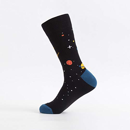 wefwef Calcetines De Algodón para Hombre Peinado Harajuku Tend Hip Hop Street Calcetines Divertido Colorido Suave Astronauta Rocket Patrón Transpirable Premium Comfort Moda Calcetines,3Pairs