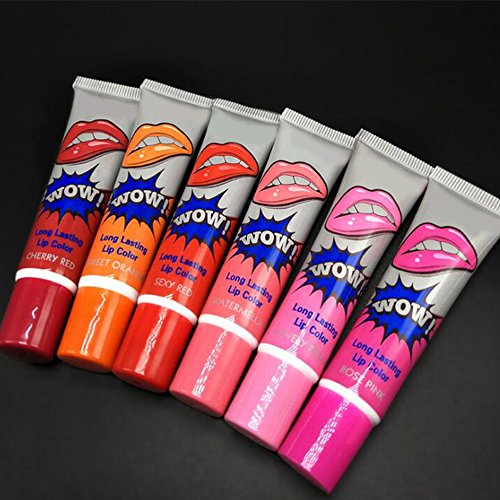 Weimay 6 Colores Tatuaje Mágico Color Peel Off Tinte Duradero Impermeable Brillo de Labios