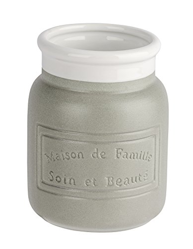 Wenko Maison Vaso para Cepillos de Dientes, Cerámica, Gris, 9x9x10.5 cm