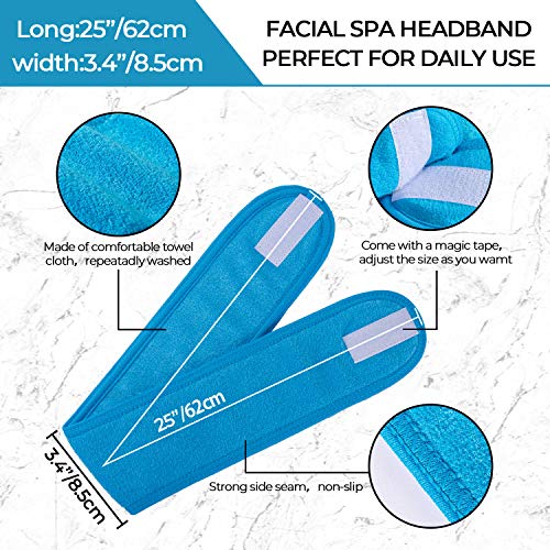 WhalineDiadema facial para spa Whaline para maquillaje con cabeza de rizo y toalla ajustable, 3 piezas, ,  Talla única,  Azul, verde, amarillo,, ]