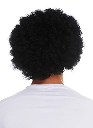 WIG ME UP- 2018553-P103 Peluca Bigote Set Hombres Carnaval rizos crespos voluminosos Afro los años 70 Negro