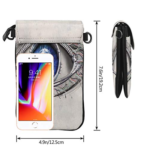 Women Small Cell Phone Purse Crossbody,Futuristic Style A Mechanic Sight In Direct Eye Contact Science And Engineering