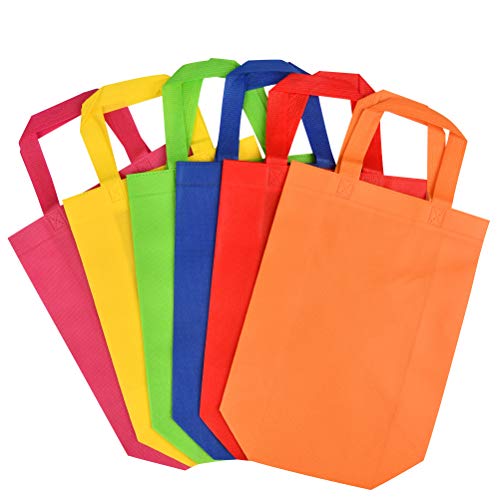 WOWOSS 30 Bolsos no Tejidos con Asas de 6 Colores, Bolsos de Cumpleaños para Niños, Halloween, Navidad o Actividades Creativas