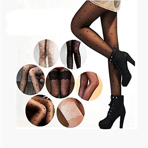 WSF-TIGHTS, 6 Estilos de Encaje Sexy Medias Sexy Mujeres de la Vendimia señoras Delgadas de imitación del Tatuaje Medias Pantimedias Medias de Medias Femeninas (Color : 1)