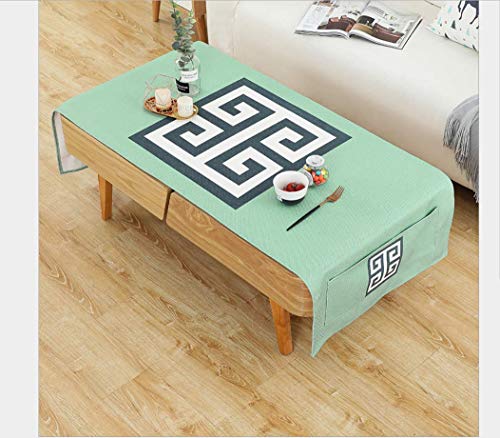 XINGXIAOYU Nordic Modern Minimalist Cotton and Linen Coffee Table Cover Cloth Waterproof and Oil-Proof Anti-Hot Living Room Tablecloth TV Cabinet Cloth,80 * 190Cm