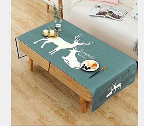 XINGXIAOYU Nordic Modern Minimalist Cotton and Linen Coffee Table Cover Cloth Waterproof and Oil-Proof Anti-Hot Living Room Tablecloth TV Cabinet Cloth,80 * 190Cm