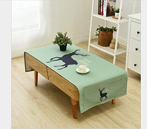 XINGXIAOYU Nordic Modern Minimalist Cotton and Linen Coffee Table Cover Cloth Waterproof and Oil-Proof Anti-Hot Living Room Tablecloth TV Cabinet Cloth,70 * 180Cm