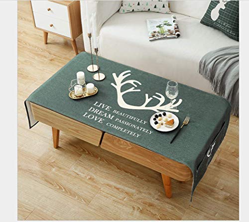 XINGXIAOYU Nordic Modern Minimalist Cotton and Linen Coffee Table Cover Cloth Waterproof and Oil-Proof Anti-Hot Living Room Tablecloth TV Cabinet Cloth,80 * 190Cm