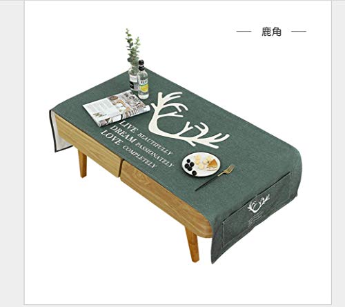 XINGXIAOYU Nordic Modern Minimalist Cotton and Linen Coffee Table Cover Cloth Waterproof and Oil-Proof Anti-Hot Living Room Tablecloth TV Cabinet Cloth,80 * 190Cm