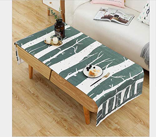 XINGXIAOYU Nordic Modern Minimalist Cotton and Linen Coffee Table Cover Cloth Waterproof and Oil-Proof Anti-Hot Living Room Tablecloth TV Cabinet Cloth,60 * 170Cm