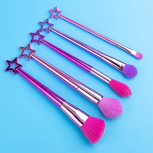 XINTD 5 Unids Star Set de Cepillos de Maquillaje Artificial Fibe Herramientas de Belleza Mezcla Facial Sombra de Ojos Brochas Portátiles para Set de Maquillaje